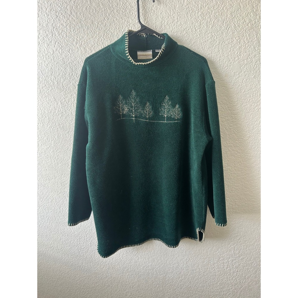 Coldwater Creek Forest Trees Mock Neck Fleece Sweater Green
Grandmacore - Picture 1 of 8